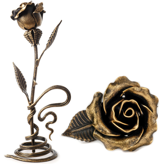 Handcrafted Bronze Metal Rose - Eternal 8th Anniversary Gift Flower
