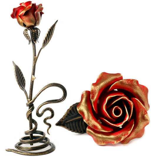 Hand Forged Iron Rose - Romantic Metal Gift of Everlasting Love - 6th Anniversary Gift for HerHand Forged Iron Rose - Romantic Metal Gift of Everlasting Love - 6th Anniversary Gift for Her